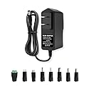 9V DC Power Supply 1A AC Adapter, DC 9V Power Cord, 100-240V 50/60Hz 9 Volts 1Amp Transformer, 5.5mm x 2.5mm Plug & 8 Tips