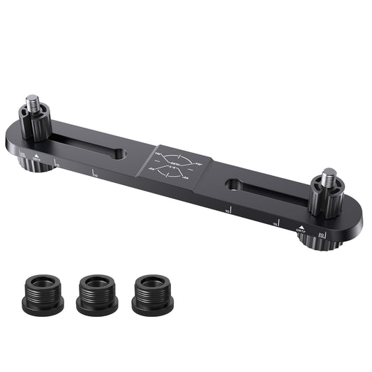 Stereo Mic Bar, Adjustable Dual Microphone Mount Bar,Universal Double Mic Holder for Stand,Precision Stereo Spacing Mic Bar for Podcast,Live