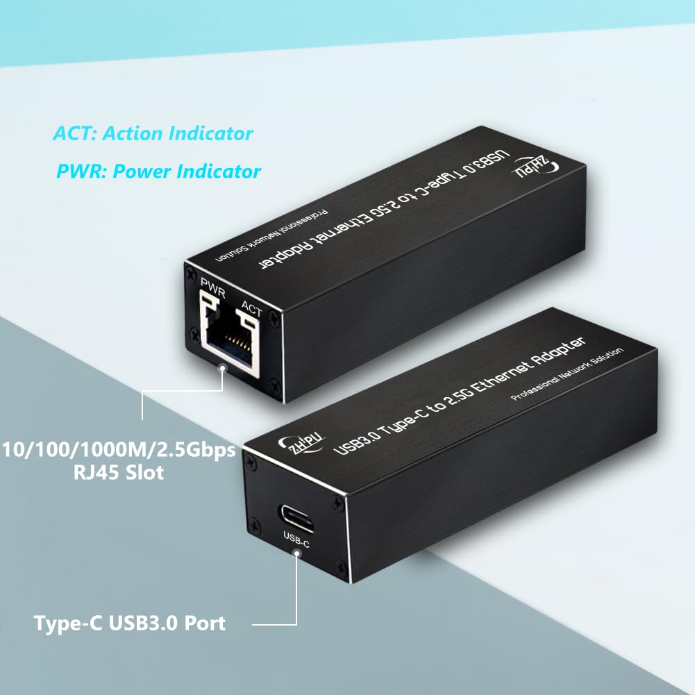 USB 3.0 Type C to 2.5Gbps RJ45 Ethernet Adapter