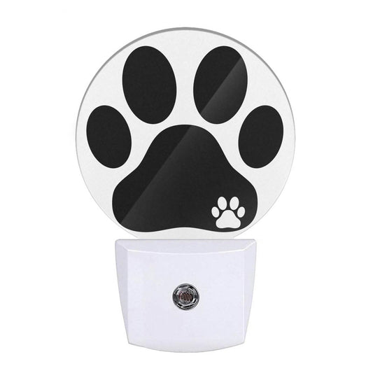 Uanvaha Dog Paw Night Light Black White Animal Footprint Dog Cat Paw Night Lights Plug into Wall 0.5W LED Lighting Auto on/Off for Bedroom Bathroom