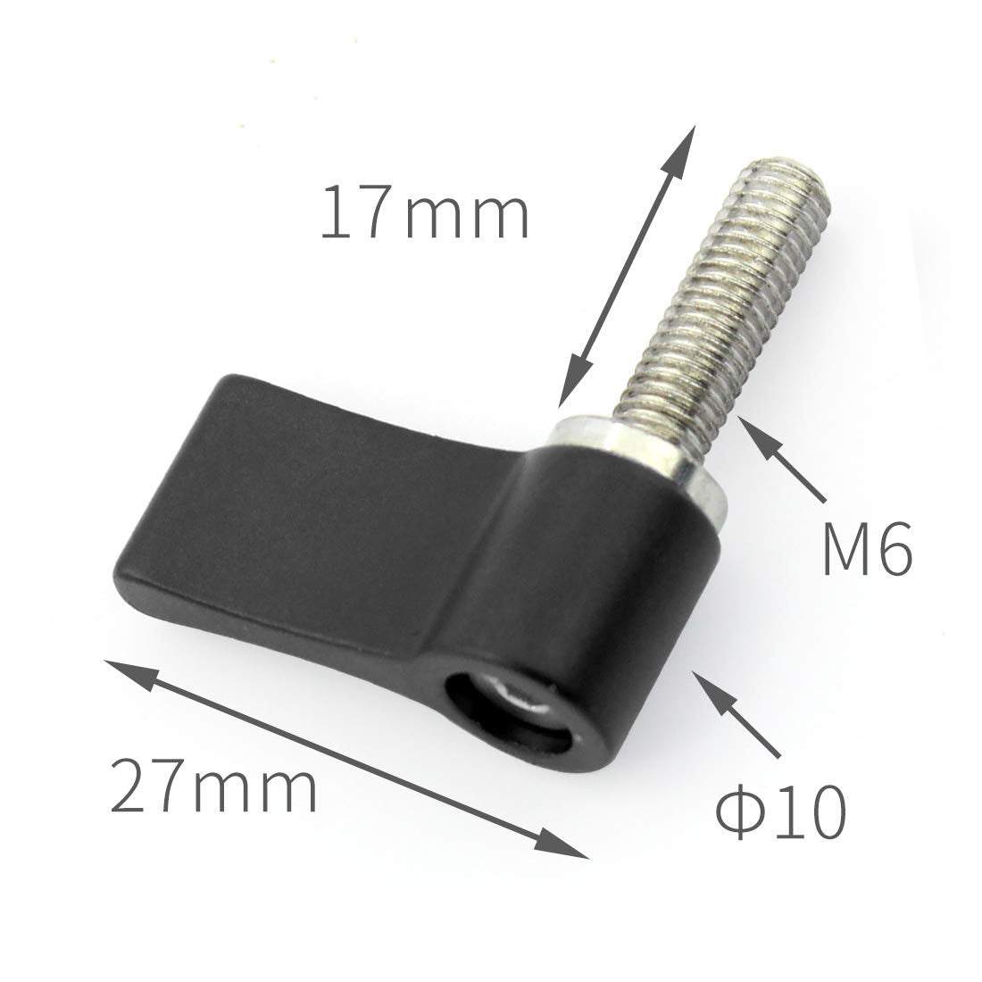 NovelGoal CNC Adjustable Hand Screw M4 M5 M6*12mm 17mm 20mm Tight Lock Screws for DSLR Camera 15mm Rail Rod Follow Focus Accessories (M6x17mm,Black)