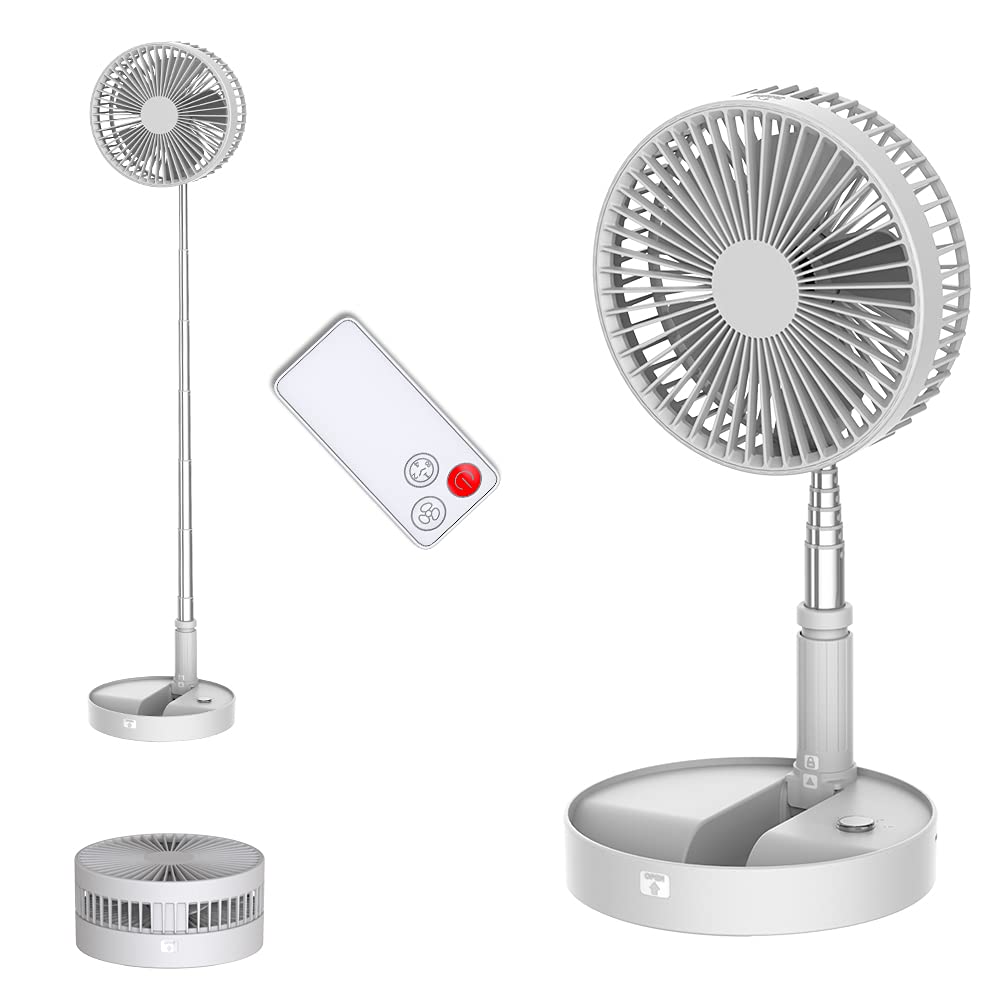 UN UNITEDTIME Desk and table fan, Foldable Fans Portable Travel Fan Battery Operated or USB Powered,Adjustable Height,My Foldaway fan with remote