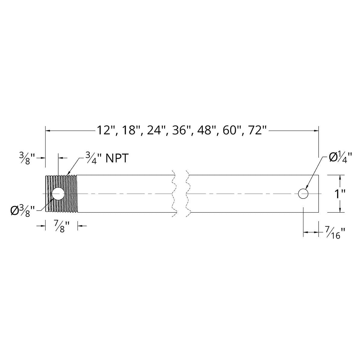 36in Ceiling Fan Extension Downrod in Matte Black for Modern Forms Smart Fans