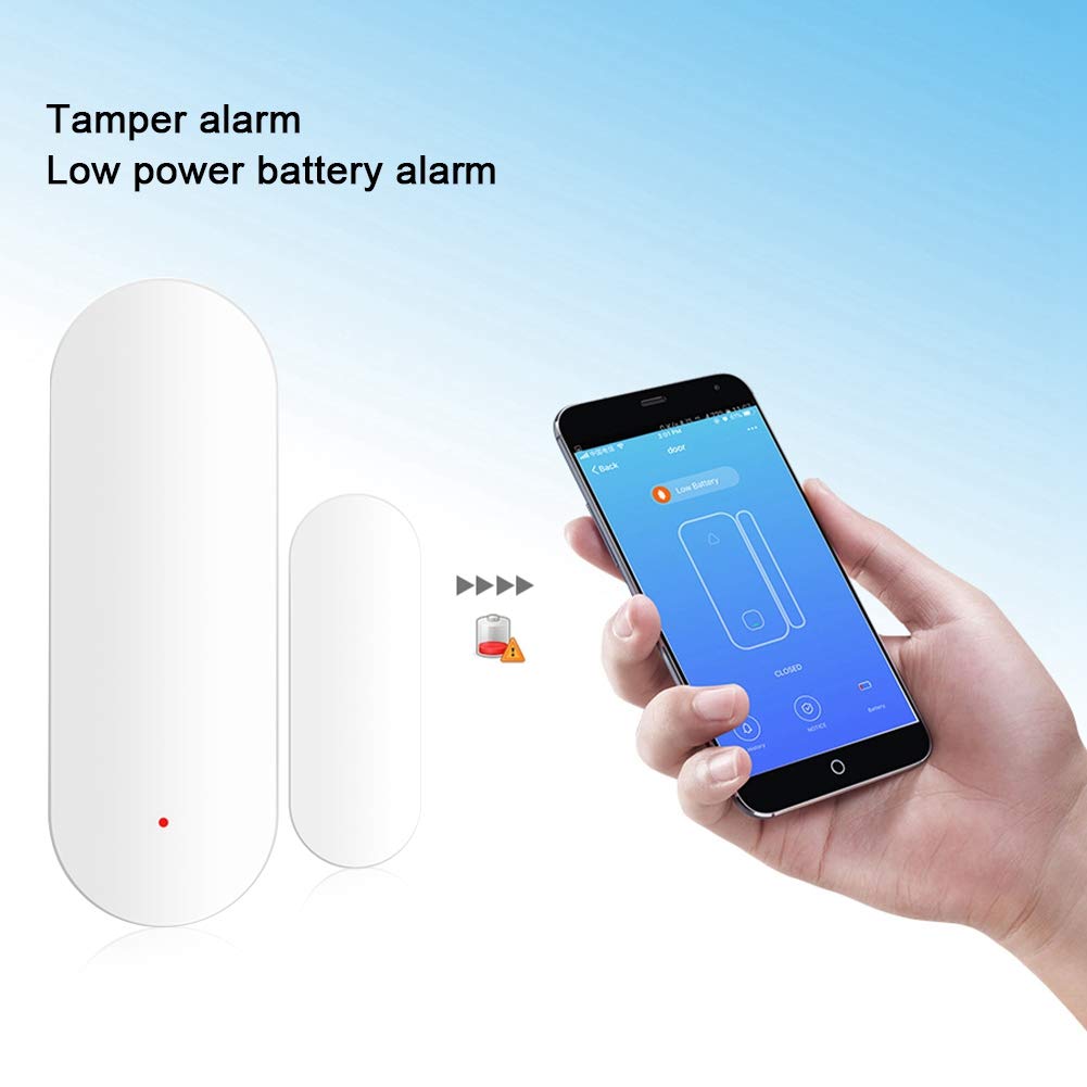 Smart Door Window Sensor,Door Open Closed Alarm Detectors Compatible Home and Tuya Voice Control,Real Time SMS Notification
