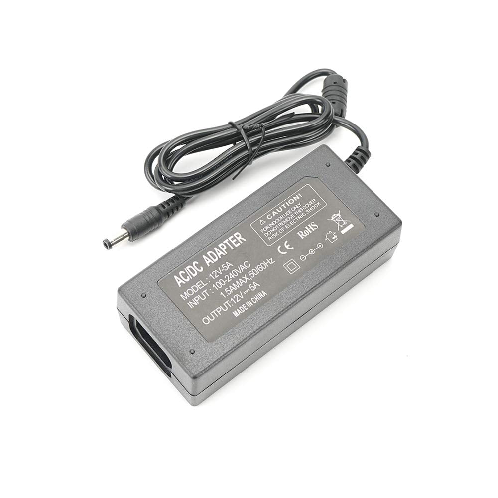 12V 5A Power Supply Adapter, AC100-240V to DC12V Converter Transformer with 5.5x2.5mm DC Output Jack for LED Strip Light,Wireless Router,ADSL…