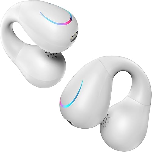Open Ear Bone Conduction Headphones Bluetooth 5.3 Wireless Open Clip Ear Earbuds Built-in Mic with Ear Hooks 60 Hours Playtime Sport Earphones IPX7