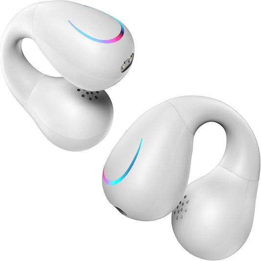 Open Ear Bone Conduction Headphones Bluetooth 5.3 Wireless Open Clip Ear Earbuds Built-in Mic with Ear Hooks 60 Hours Playtime Sport Earphones IPX7