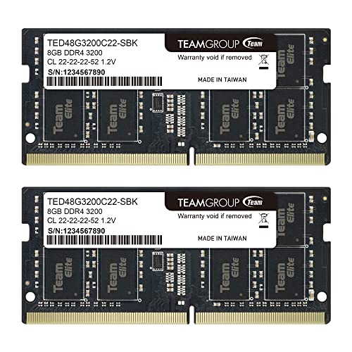 TEAMGROUP Elite DDR4 16GB Kit (2 x 8GB) 3200MHz PC4-25600 CL22 (2933MHz or 2666MHz) Unbuffered Non-ECC 1.2V SODIMM 260-Pin Laptop Notebook PC Computer