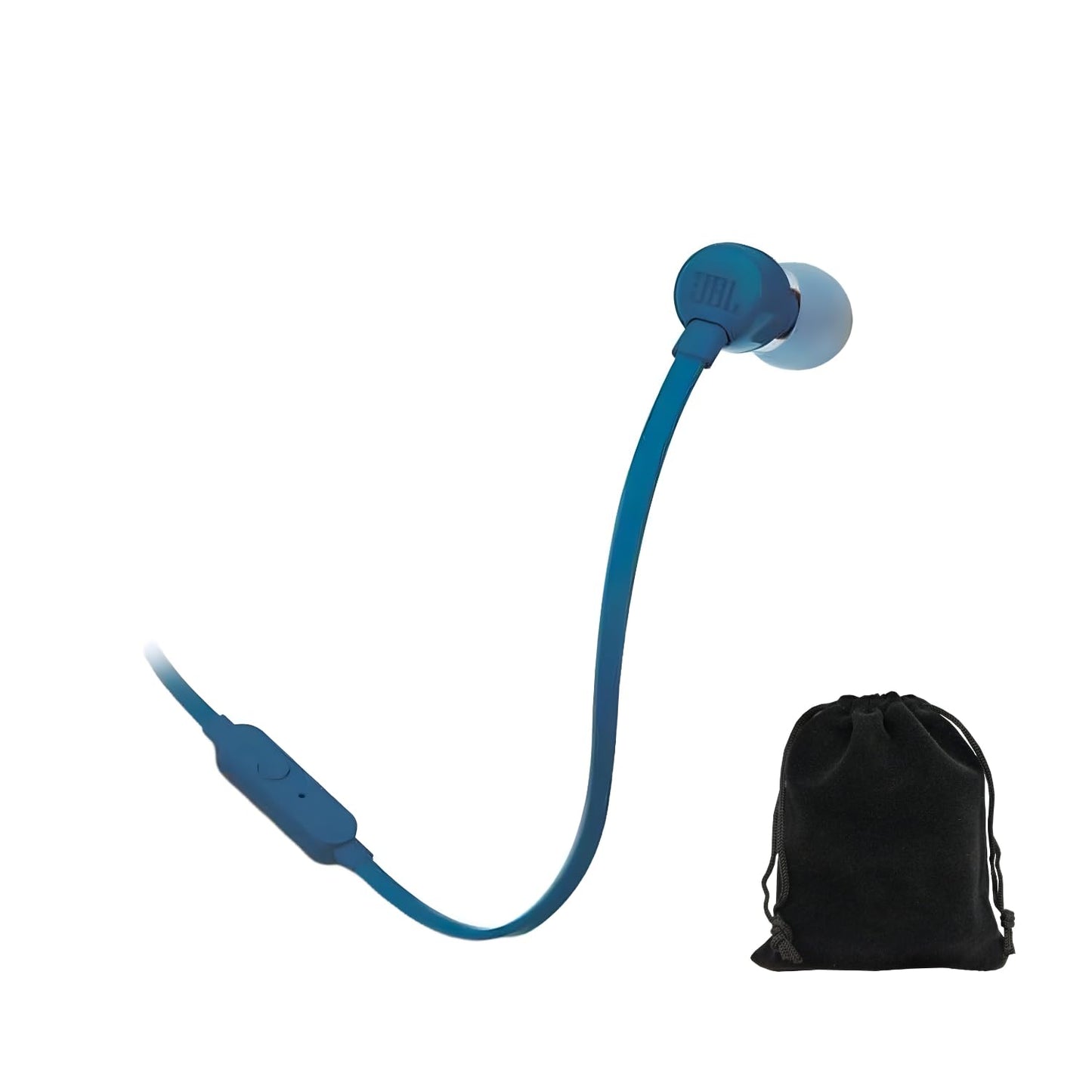 JBL Tune T160, in-Ear Headphones, Pure Bass Sound, 1-Button Remote with Microphone, Tangle-Free Flat Cable, Blue, Includes Carrying Pouch…