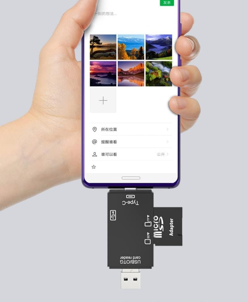Card Reader Memory Card Reader Micro SD Card Reader USB 2.0 SD Card Reader with OTG and Type C Adapter