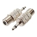 CablesOnline 2-Pack 3.5mm (1/8") TS Male to F-Type Female Coaxial Metal Adapter, AV-A26-2
