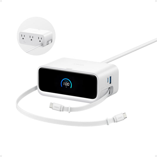Anker Nano Charging Station, 100W 7-in-1 Power Strip, Retractable Charger