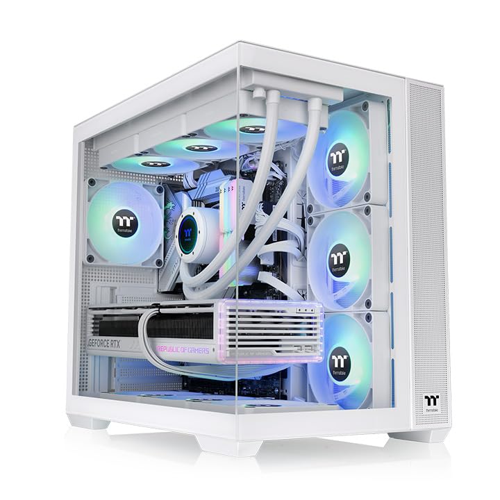 Thermaltake View 380 TG ARGB Snow ATX Case; 4x120mm ARGB Fans Included; Supports Hidden-Connector Motherboard; Front & Side Dual Tempered Glass Panel