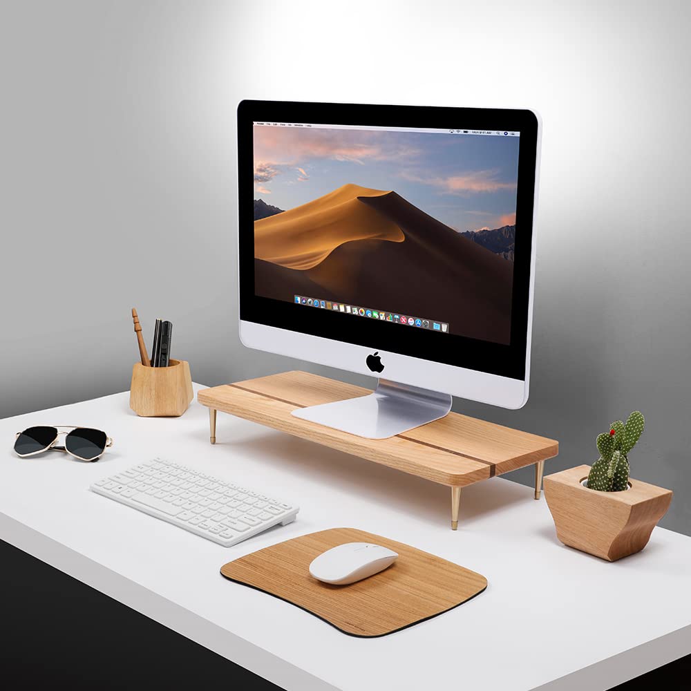 Monitor Stand Wood Riser for iMac Laptop Computer Monitor - A Sturdy Computer Stand to Elevate Your Screen and Reduce Eye Strain and Maintain Body