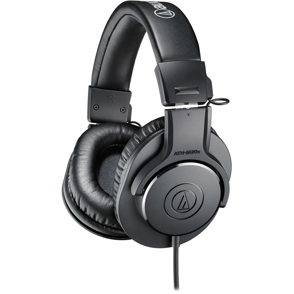 Audio-Technica ATH-M20x Professional Studio Monitor Headphones, Black (AUD ATHM20X) + Microfiber Cleaning Cloth + Headphone Stand + Headphone CASE +…