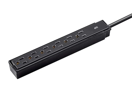 Monoprice 6 Outlet Surge Protector - UL Rated, 201 Joules, 1800-watt capacity, 2-Pack, 2 Feet, Black