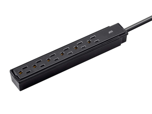 Monoprice 6 Outlet Surge Protector - UL Rated, 201 Joules, 1800-watt capacity, 2-Pack, 2 Feet, Black