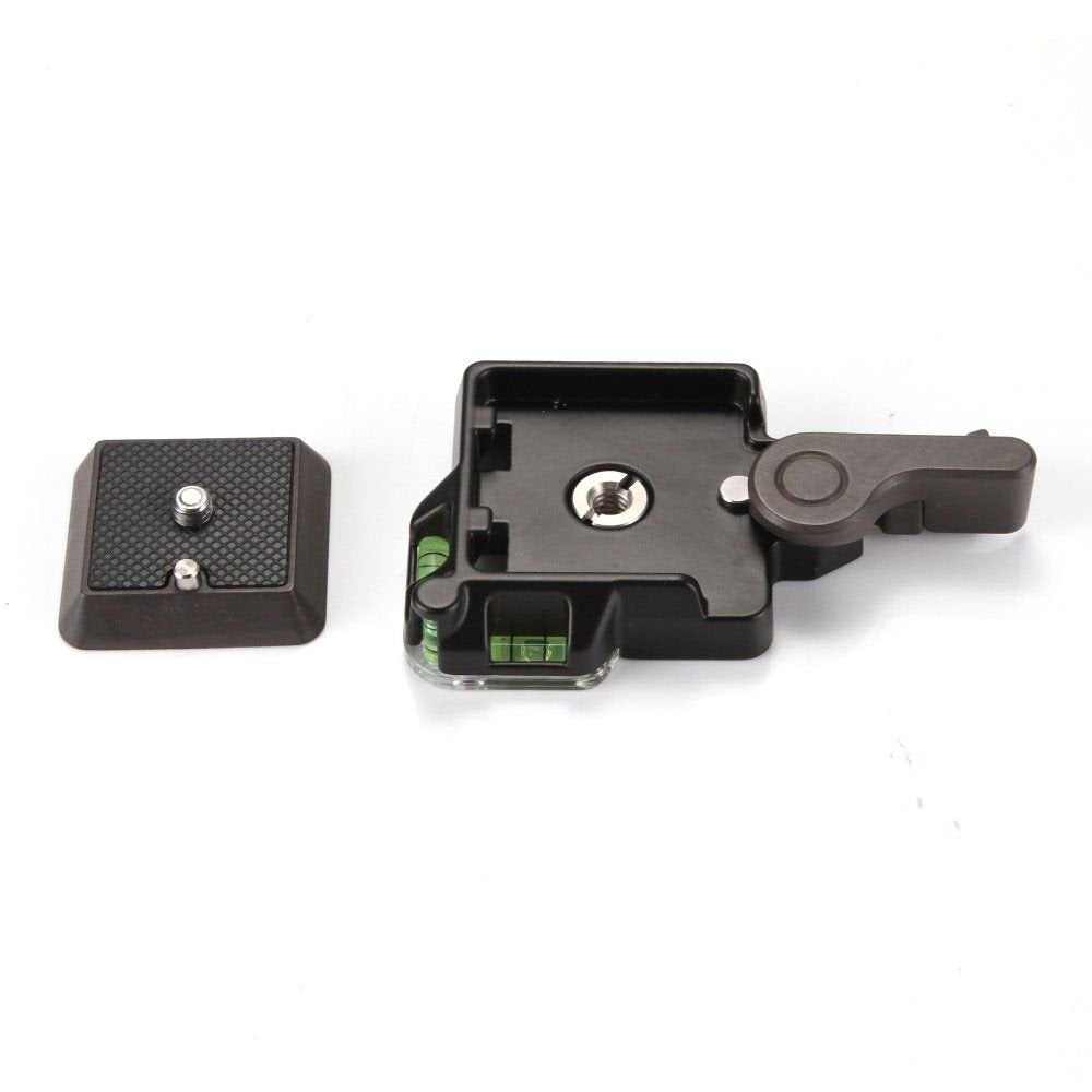 FocusFoto Universal QR Quick Release Clamp Adapter & Plate with 1/4'' Screw Mounting & 3 Bubble Levels for DSLR Camera Tripod Monopod Stabilizer Ball