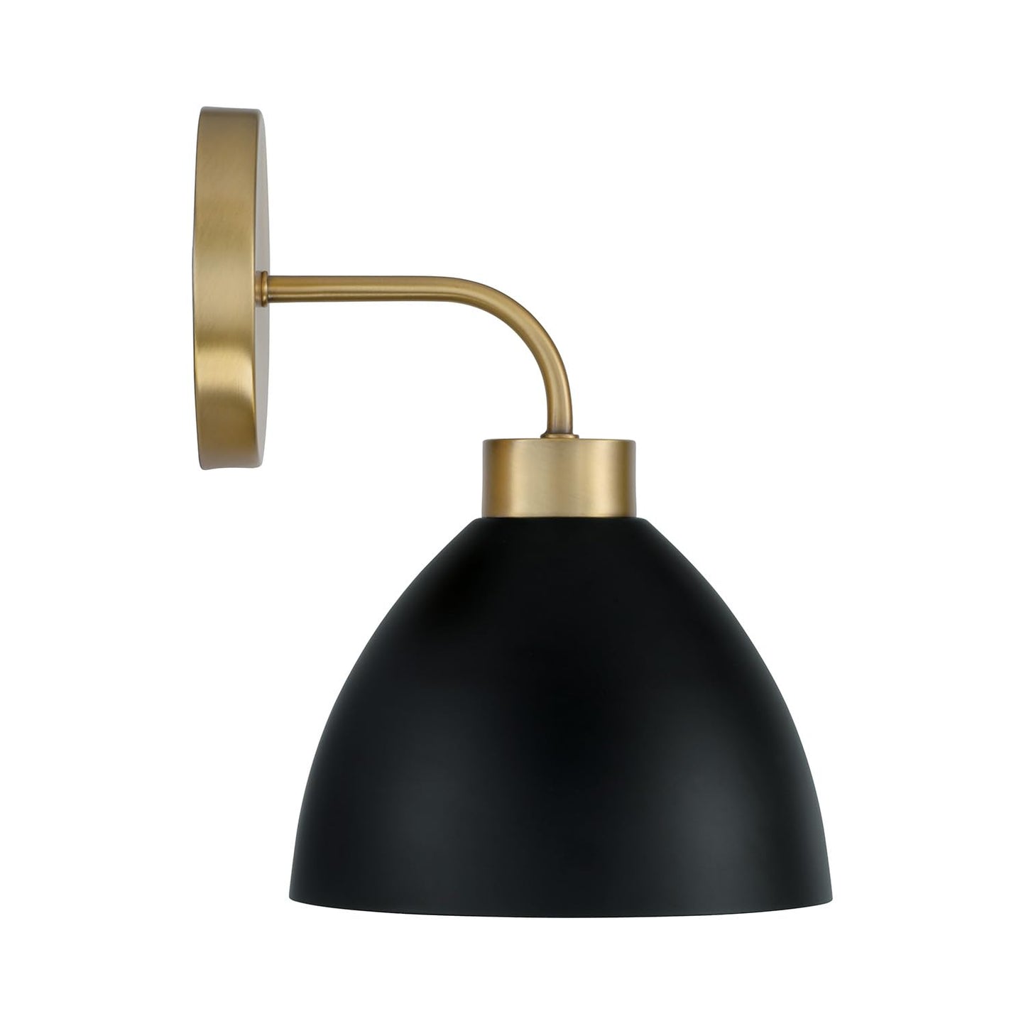 HomePlace Lighting 652011AB Ross Modern Luxe Art Deco Mid-Century Matte Black Metal Cone Wall Sconce, 1-Light 100 Watt, 11" H x 8" W, Aged Brass