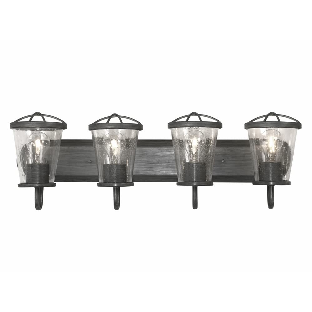 Designers Fountain 87004-WI 30in Darby 4-Light Bathroom Vanity Light Fixture, Weathered Iron