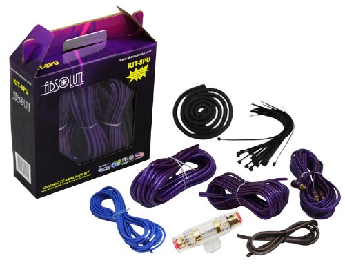 Absolute KIT-8PU 1200 Watts 8 Gauge Complete Amplifier Installation Kit (Purple Color)