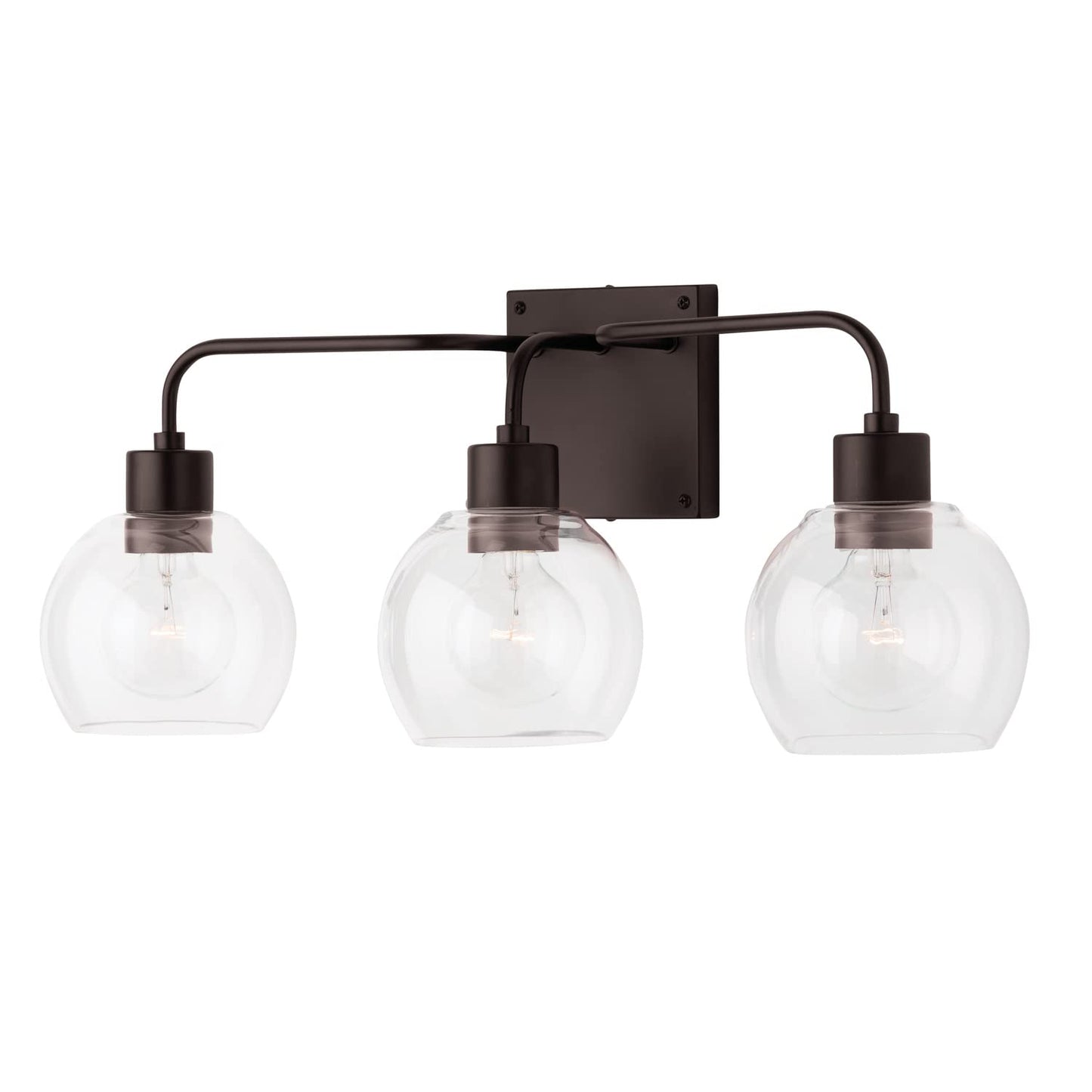 HomePlace Lighting 120031BZ-426 Tanner Urban/Industrial Clear Glass Bathroom Vanity Wall Light, 3-Light 300 Total Watts, 10" H x 25" W, Bronze