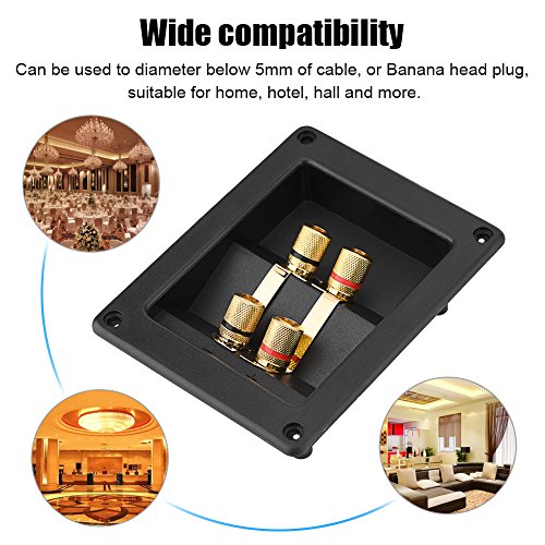 4-Way Speaker Box Terminal, 4 Copper Binding Post Terminal Cable Connector Speaker Box Subwoofer Plug