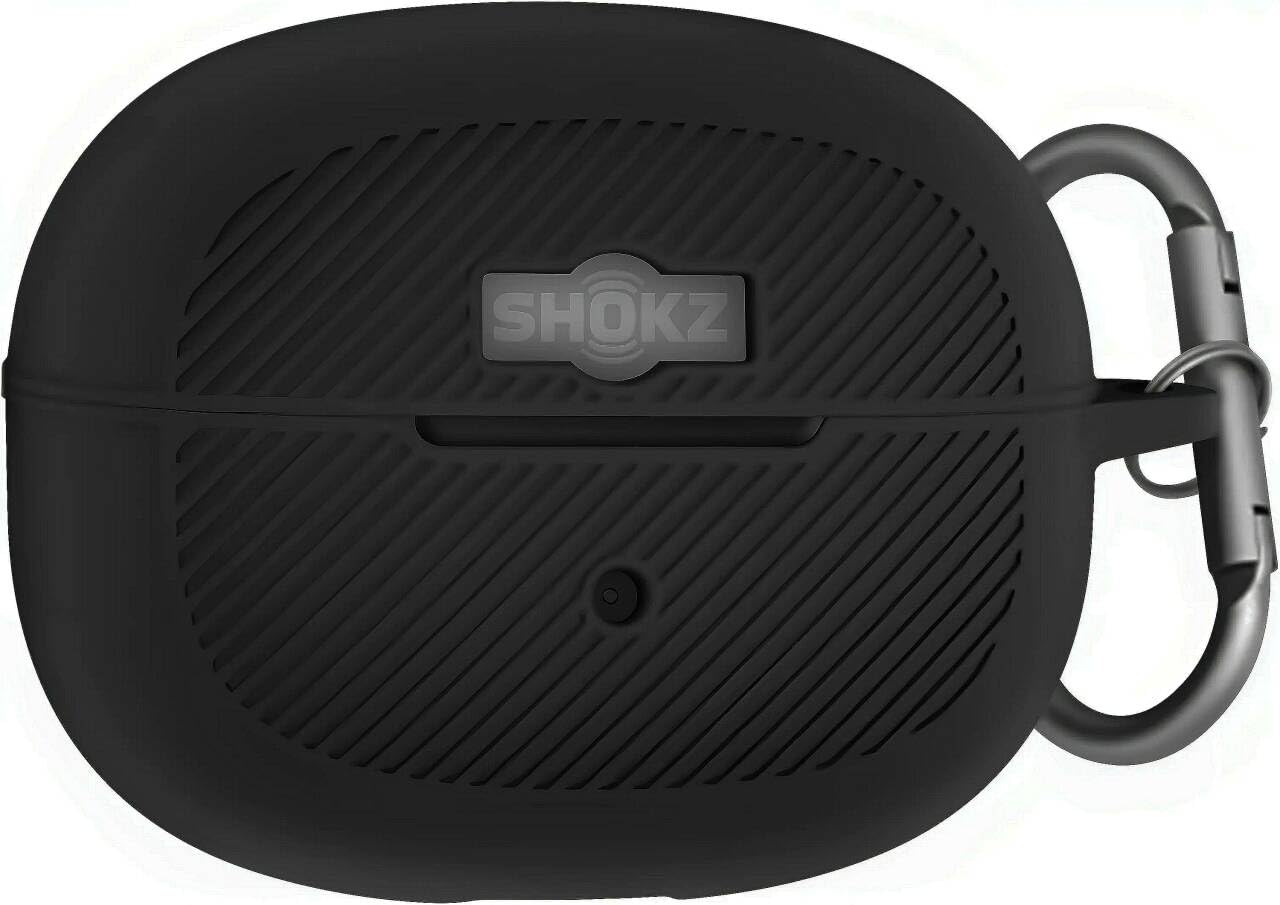 Geiomoo Silicone Case for SHOKZ OpenDots ONE, Soft Flexible Scratch Resistant Protective Cover with Carabiner (Black)