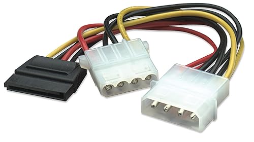 Manhattan, 4-Pin Molex Male to 15-Pin SATA Female and 4-Pin Molex Female Power Cable Splitter, 308984