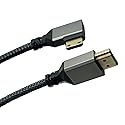 Seadream 4K Angled Mini HDMI to HDMI Cable HDMI 2.0 Male to Mini HDMI Male Braided Cable 4K 60HZ,Gold Plated Aluminum Connector (Braided Right Angled)