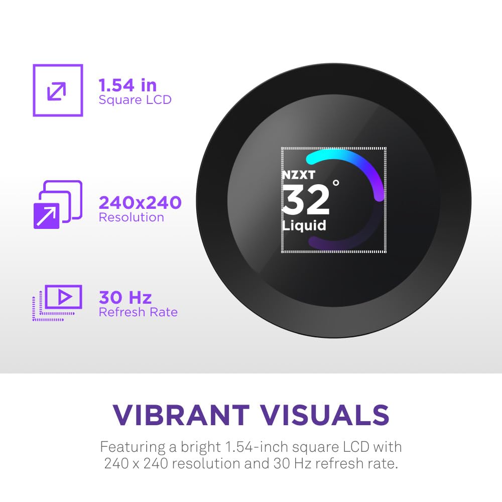 NZXT Kraken Plus 360 - AIO CPU Liquid Cooler - 360mm Radiator - 3 x F120P Fans - Customizable 1.54" Square LCD - AMD® AM5, AM4 - Intel® LGA 1851/1700