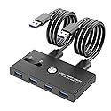 USB Switch, USB 3.0 Switcher 2 Computers Share 4 USB for PC Mouse Keyboard Printer Scanner, USB KVM Switch Selector Compatible with Windows, Mac