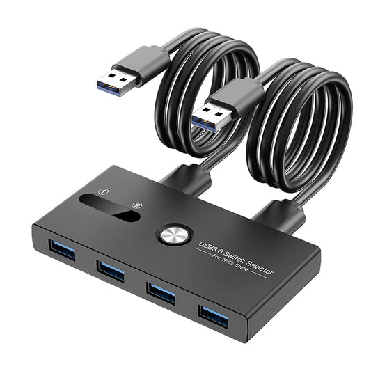 USB Switch, USB 3.0 Switcher 2 Computers Share 4 USB for PC Mouse Keyboard Printer Scanner, USB KVM Switch Selector Compatible with Windows, Mac