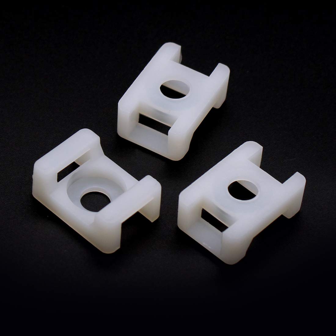 100Pcs Cable Tie Mount Saddle Set, 9mm Saddle Cable Mounts, Plastic Cable Tie Base, White Cable Tie Saddle Base for Wire Management, Cord Organization