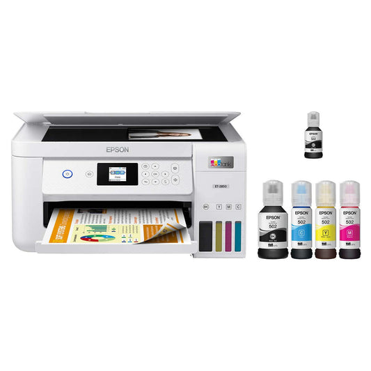 Epson EcoTank ET-2850L Wireless Color All-in-One Printer, Print Scan Copy, 1.44" Color Display, Auto-Duplex Printing, Up to 10.5 PPM, 1200X2400 DPI