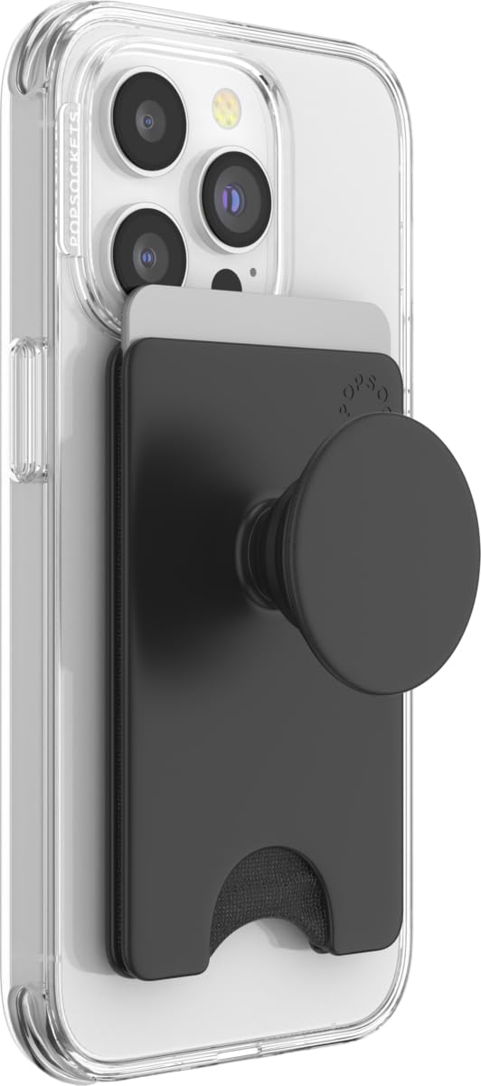 PopSockets Adhesive Phone Wallet and Card Holder with Grip - Black
