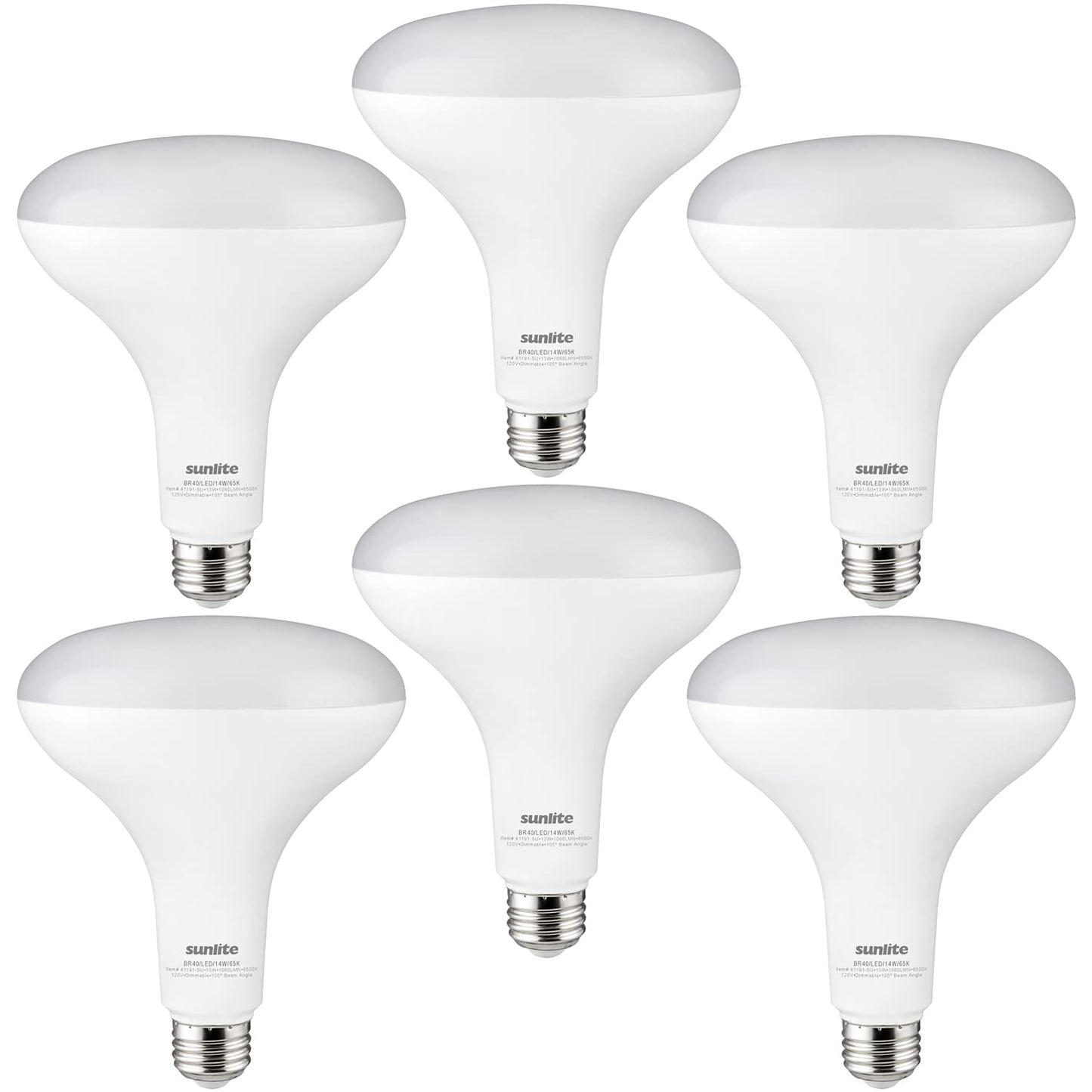 Sunlite 41191 LED BR40 Recessed Light Bulb, 14 Watt (85W Equivalent), 1060 Lumens, Medium Base (E26), Dimmable, Flood, UL Listed, 6500K - Daylight, 6