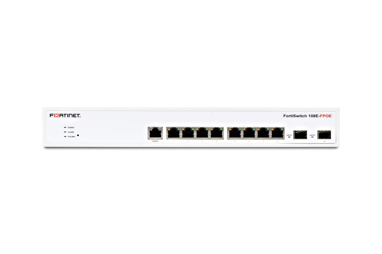 FORTINET FortiSwitch 108E-FPOE Ethernet Switch - 8 Ports - Manageable - 2 Layer Supported - Modular - 2 SFP Slots - Twisted Pair, Optical Fiber - 1U
