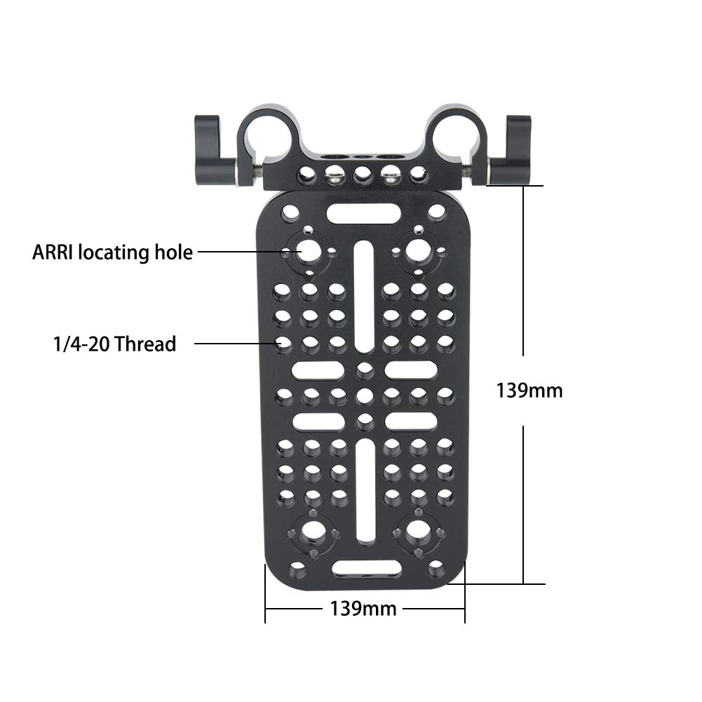NICEYRIG Camera Cheese Mounting Plate with 15mm Rod Clamp, Top Plate for DSLR Rig System Battery Converter Box