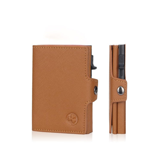 Red Shamrock RFID Blocking Pop Up Wallet for Men & Women - Microfiber Leather Trifold Credit Card Holder with Instant Card Ejector and Internal Cash