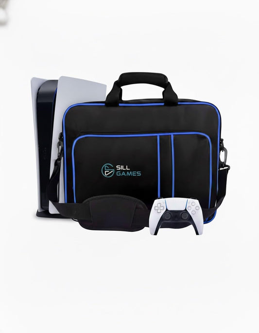 Sill Games Carrying Case compatible with PS5 with Strap, Protective PlayStation 5 Travel Bag for Console, Controllers & Game Discs, Durable PS5 Case