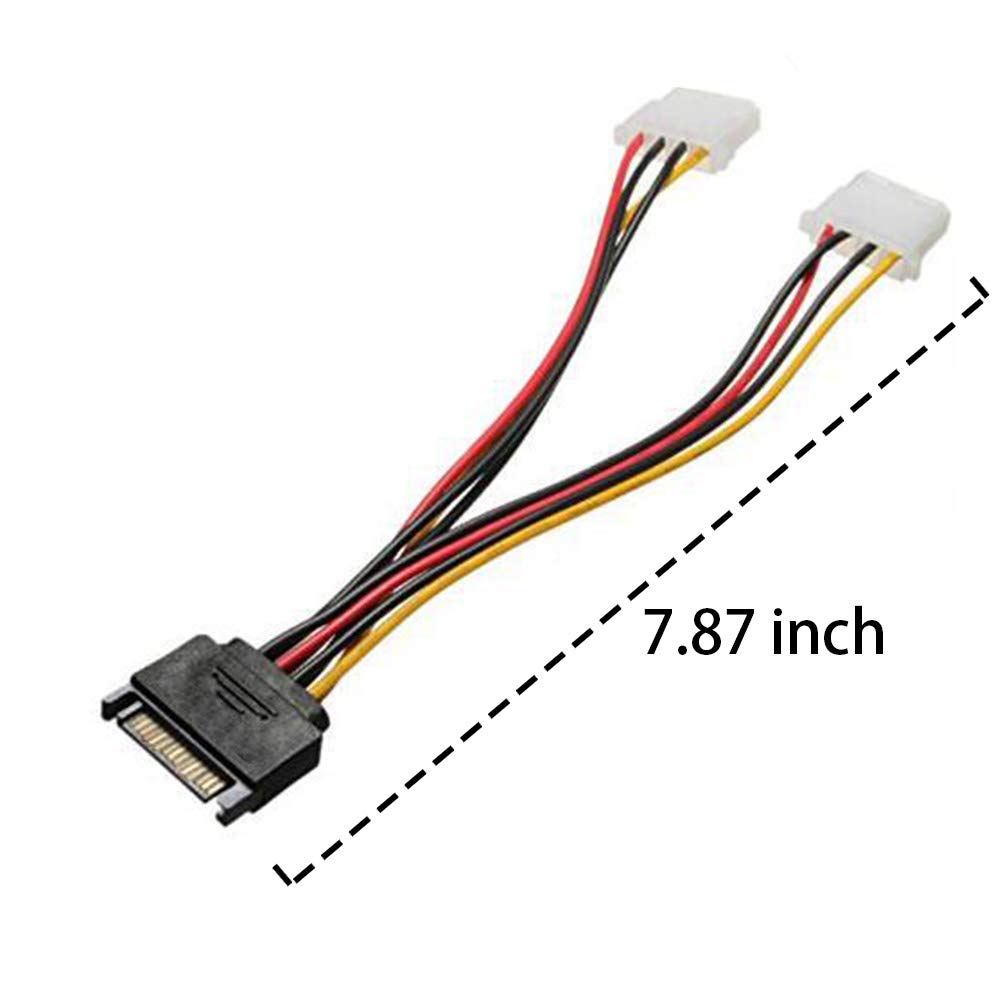 Blacell 6" SATA 15-Pin Male to Dual 4-Pin Molex Female Y Splitter, 308977