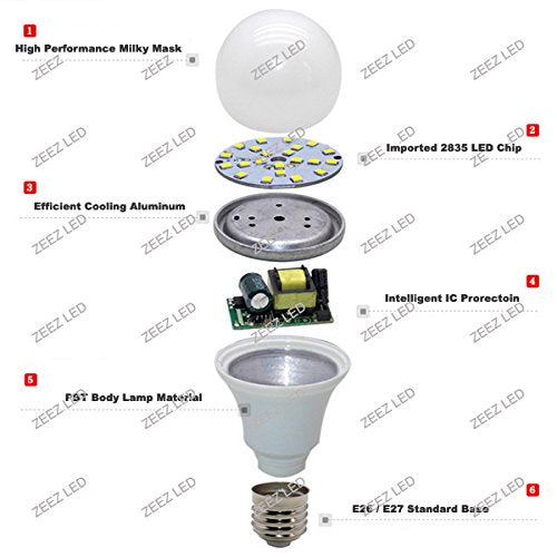 ZEEZ Lighting - LED A-Shaped A19 Light Bulb 9W Equivalent 75W Incandescent Lamp - Bright Natural White - 10 Packs