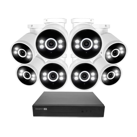 Swann AdvancedX Wired NVR 4K Security Camera System, 8 Channels, 8 PoE Cameras Outdoor, 1TB HDD Storage, Color Night Vision, Smart AI Video