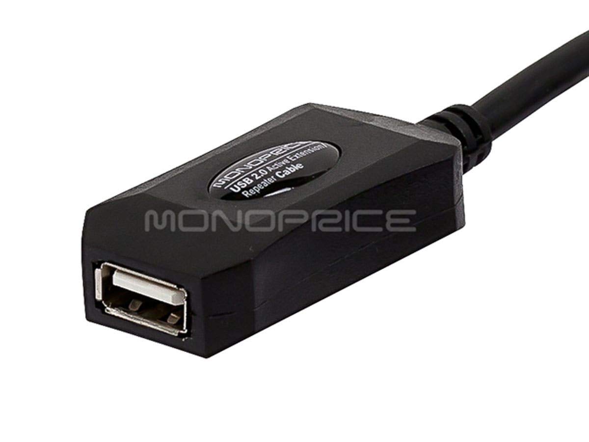 Monoprice USB 2.0 Male to Female Active Extension/Repeater Cable - Use with PlayStation, Xbox, Kinenct, Oculus VR, Card Reader, Hard Drive, Keyboard