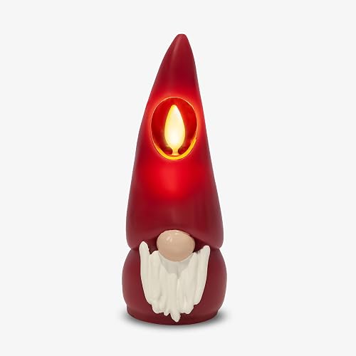 Luminara Gnome Figural Flameless LED Candle - Green 2.2" x 6" - Battery Operated Christmas Winter Decoration Real Wax Unscented Home Decor Indoor