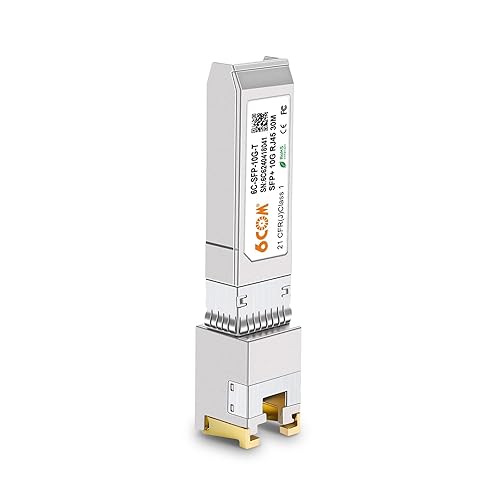 6COM 10GBase-T SFP+ Copper Transceiver, 10G SFP 10G-T RJ45 Module up to 30 Meters, Compatible for Ubiquiti UF-RJ45-10G, Netgear AXM765, and Other Open