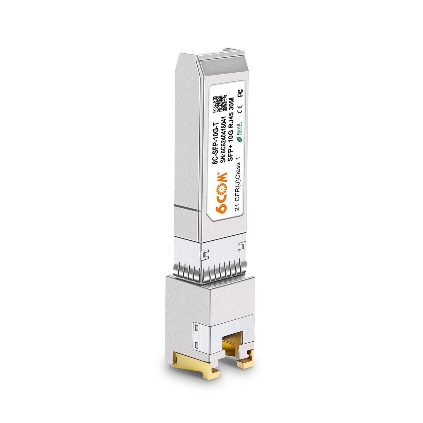 6COM 10GBase-T SFP+ Copper Transceiver, 10G SFP 10G-T RJ45 Module up to 30 Meters, Compatible for Ubiquiti UF-RJ45-10G, Netgear AXM765, and Other Open