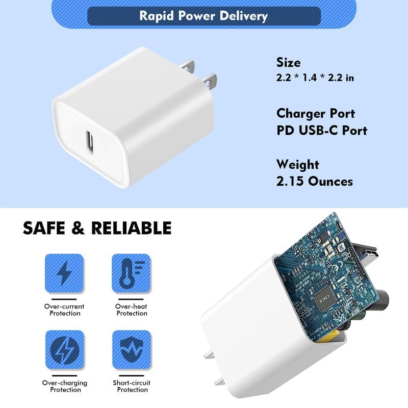 Fast iPhone Charger, [MFi Certified] 2Pack 10FT Extra Long Quick USB C to Lightning Cable Cords + 20W PD USB C Charger Block Fast iPhone Charging