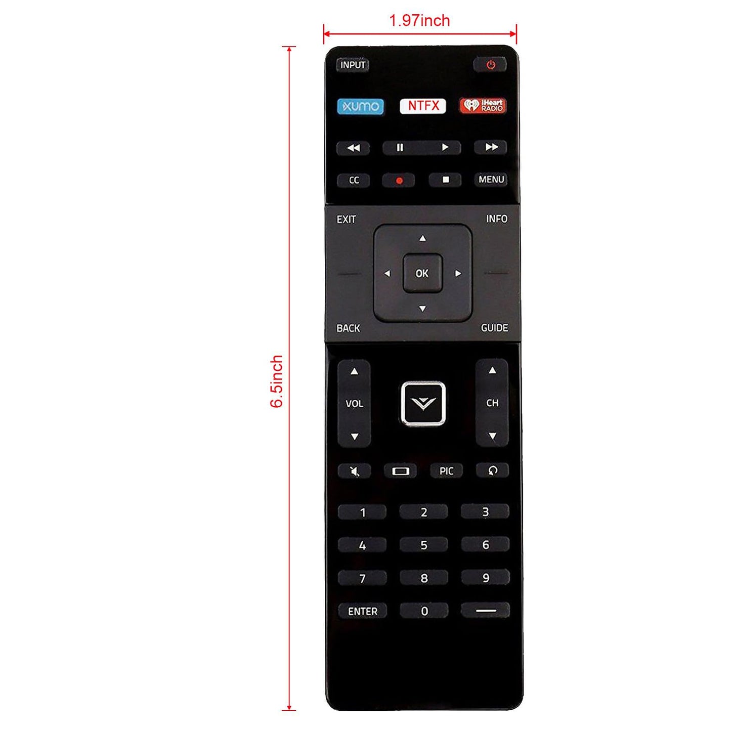 New XRT122 Replace Remote fit for VIZIO TV E32-C1 E32H-C1 E40-C2 E40X-C2 E43-C2 E48-C2 E50-C1 E55-C1 E55-C2 E60-C3 E65-C3 E65X-C2 E70-C3 D43-D2 D48-D0